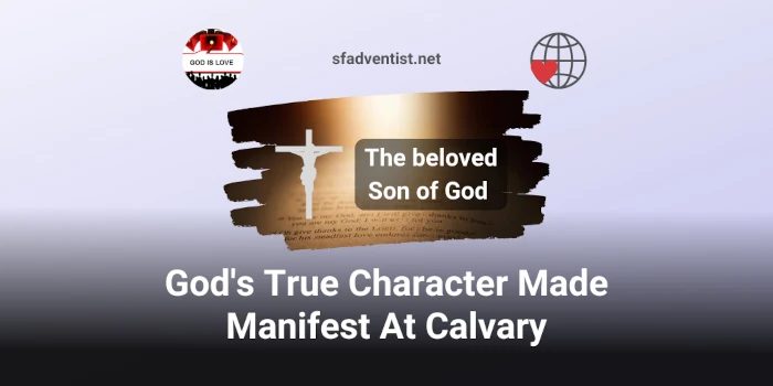 Crucifix and text on beige and light grey gradient.